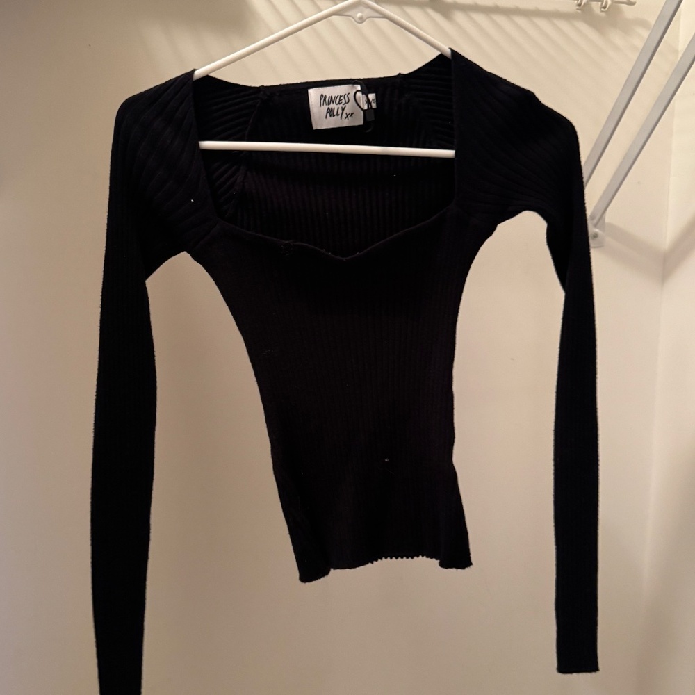 princess polly black long sleeve crop top